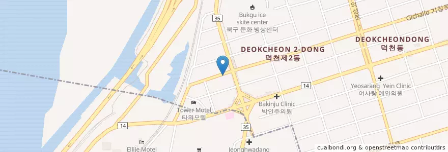 Mapa de ubicacion de 굿윌치과병원 en Corea Del Sud, Busan, 북구, 덕천동.