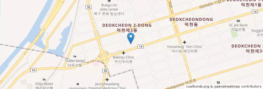Mapa de ubicacion de 박달나무한의원 덕천점 en كوريا الجنوبية, بسان, 북구, 덕천동.