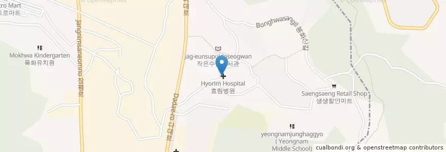 Mapa de ubicacion de 효림병원 en 대한민국, 부산, 사하구, 장림동.
