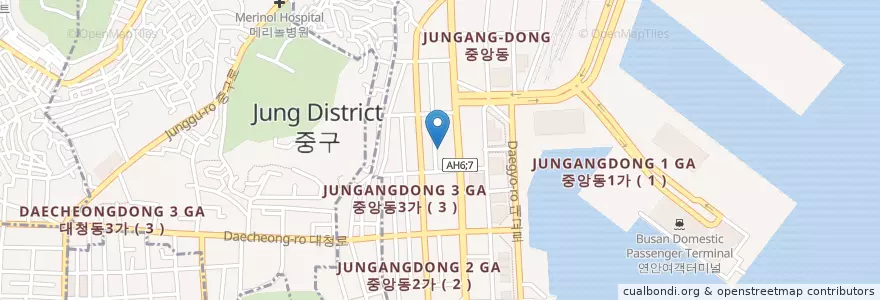 Mapa de ubicacion de 부산행복한멘파워 비뇨기과 en Corea Del Sud, Busan, 중구, 동광동.