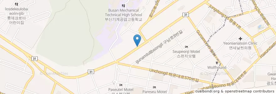 Mapa de ubicacion de Good Morning Hospital en South Korea, Busan, Haeundae-Gu.