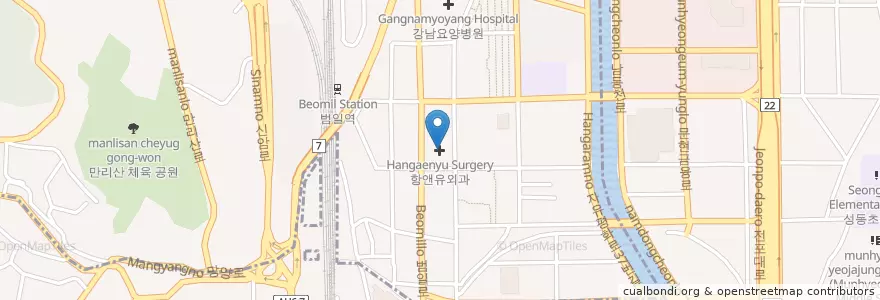 Mapa de ubicacion de 항앤유외과 en Corea Del Sud, Busan, 범천동.