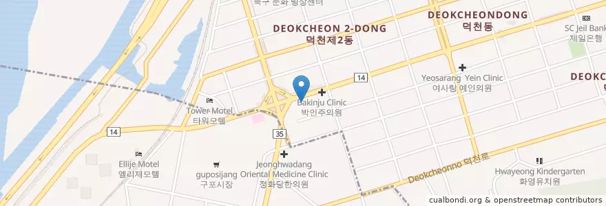 Mapa de ubicacion de 하나화이트치과 en Zuid-Korea, Busan, 북구, 덕천동.