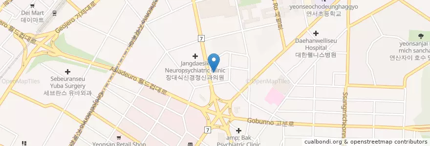 Mapa de ubicacion de 재호한의원 en Zuid-Korea, Busan, 연제구, 거제동, 연산동.