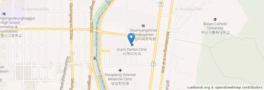 Mapa de ubicacion de Irumi Dental Clinic en South Korea, Busan, Geumjeong-Gu, Bugok-Dong.