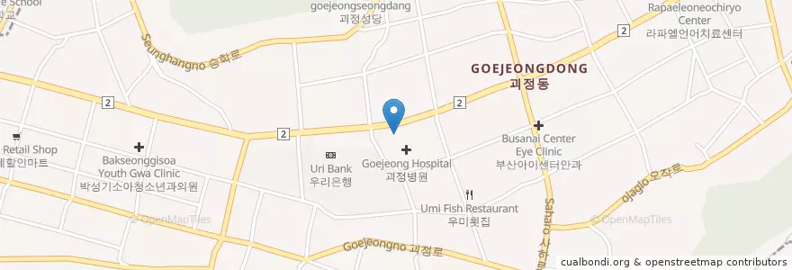 Mapa de ubicacion de Goejeong Hospital en South Korea, Busan, Saha-Gu, Goejeong-Dong.
