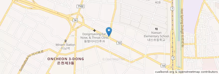 Mapa de ubicacion de 부산 예치과 동래 en Südkorea, Busan, Dongnae-Gu, Oncheon-Dong.