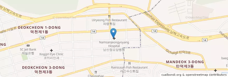 Mapa de ubicacion de 남산정요양병원 en 大韓民国, 釜山, 北区, 徳川洞.
