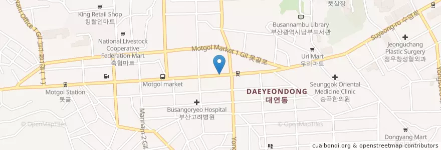 Mapa de ubicacion de 이화산부인과 en Südkorea, Busan, Nam-Gu, Daeyeon-Dong.