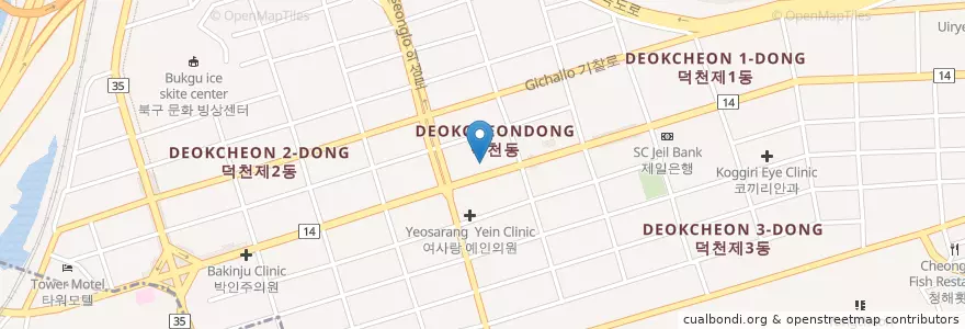 Mapa de ubicacion de 부민병원 en Coreia Do Sul, Busan, 북구, 덕천동.