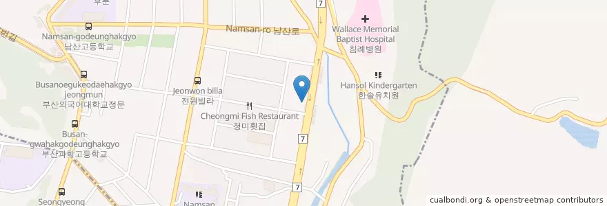 Mapa de ubicacion de 새우리병원 en Korea Selatan, 부산, 금정구, 남산동.