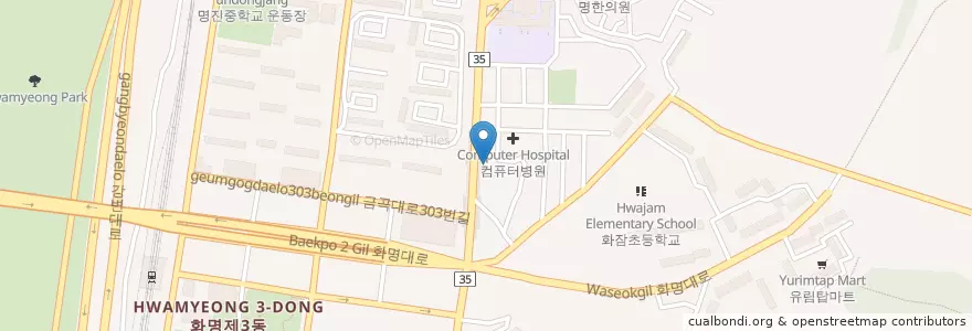 Mapa de ubicacion de 고은요양병원 en Korea Selatan, 부산, 북구, 화명동.