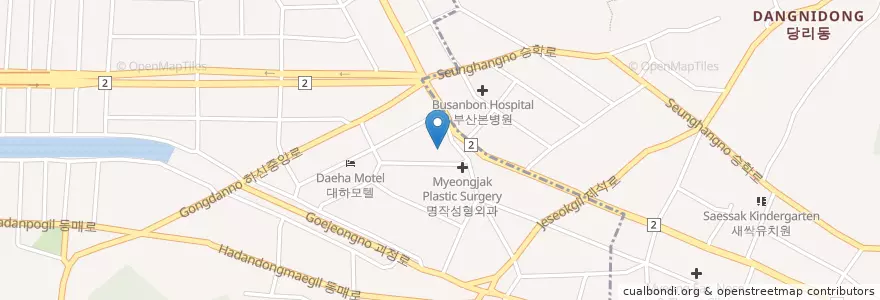 Mapa de ubicacion de 유어스치과 부산하단 en 대한민국, 부산, 사하구.