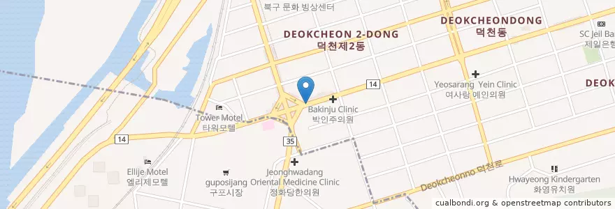 Mapa de ubicacion de 수정안과 en 대한민국, 부산, 북구, 덕천동.