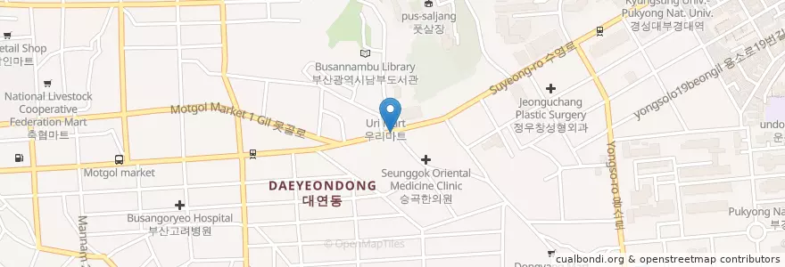 Mapa de ubicacion de 마미산부인과 en Güney Kore, Busan, 남구, 대연동.