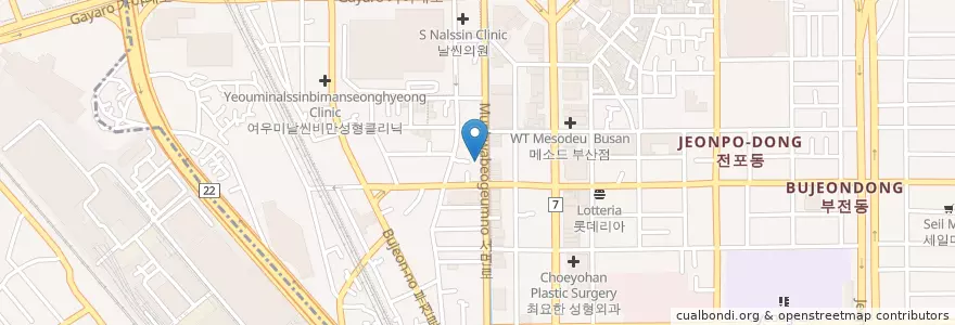 Mapa de ubicacion de JJ미라클성형외과 en Coreia Do Sul, Busan, 부산진구, 부전동.