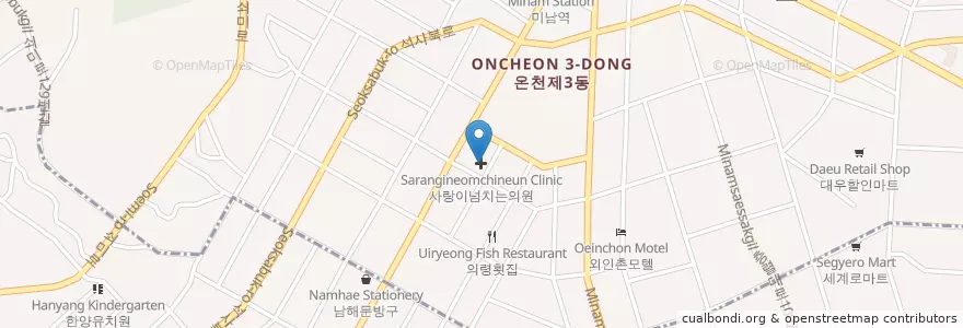 Mapa de ubicacion de 사랑이넘치는의원 en Corée Du Sud, Busan, 동래구.