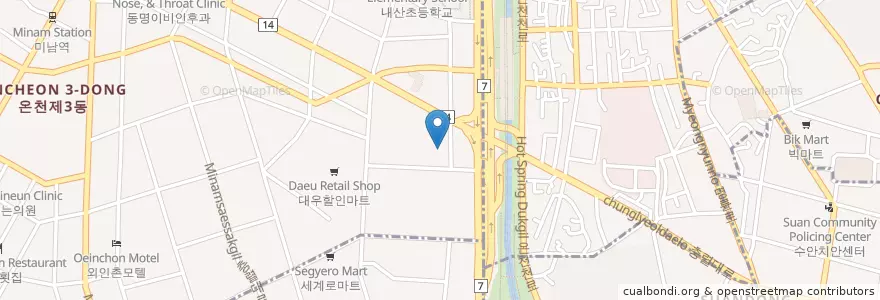 Mapa de ubicacion de 한국 한의원 en Korea Selatan, 부산, 동래구, 온천동.