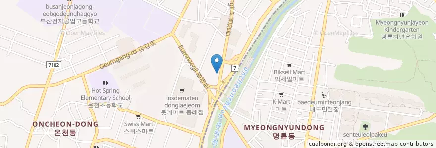 Mapa de ubicacion de 킴스코 바디스타일 동래점 en Güney Kore, Busan, 동래구, 온천동.