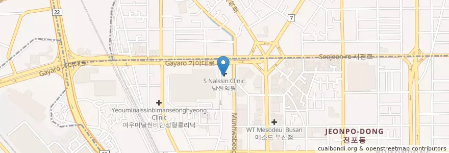 Mapa de ubicacion de LK성형외과 en کره جنوبی, بوسان, 부산진구, 부전동.