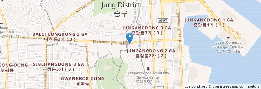 Mapa de ubicacion de 염 한의원 en Güney Kore, Busan, 중구, 동광동.