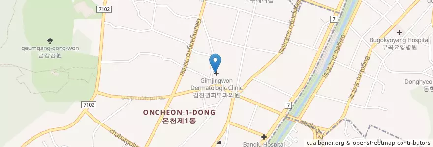 Mapa de ubicacion de Gimjingwon Dermatologic Clinic en South Korea, Busan, Dongnae-Gu.