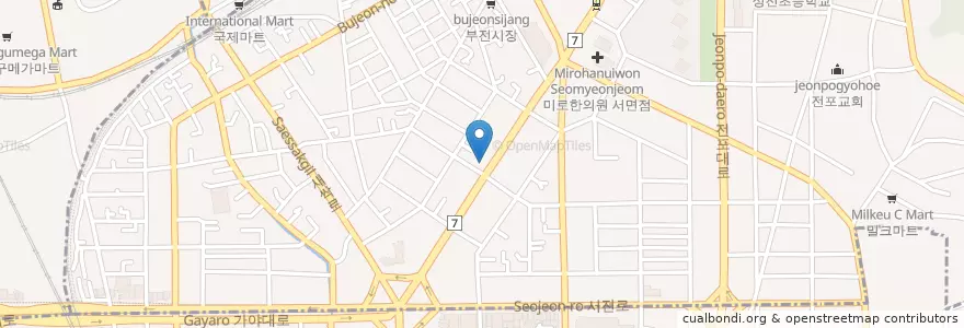 Mapa de ubicacion de 참좋은메디칼 en Südkorea, Busan, Busanjin-Gu, Bujeon-Dong.