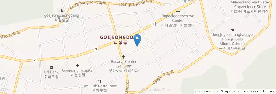 Mapa de ubicacion de 신주식치과 en Республика Корея, Пусан, 사하구, 괴정동.