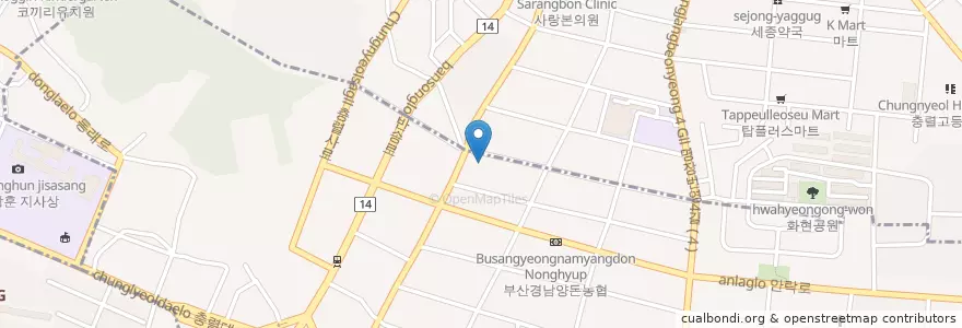 Mapa de ubicacion de Bondiol Isangdeok Oriental Medicine Clinic en South Korea, Busan, Dongnae-Gu, Allak-Dong.
