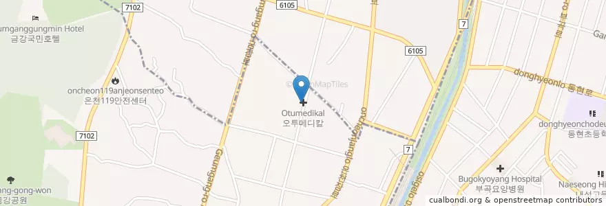 Mapa de ubicacion de 오투메디칼 en 대한민국, 부산, 금정구, 동래구, 장전동.