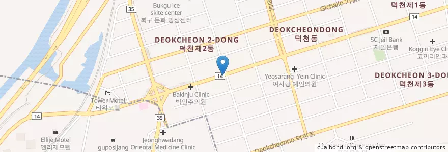 Mapa de ubicacion de 에스비뇨기과피부과 en Corea Del Sud, Busan, 북구, 덕천동.