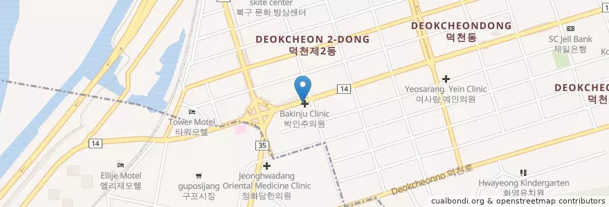 Mapa de ubicacion de 박인주의원 en Corea Del Sud, Busan, 북구, 덕천동.