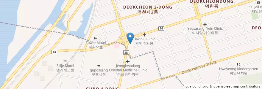 Mapa de ubicacion de 권경자산부인과 en Korea Selatan, 부산, 북구, 덕천동.