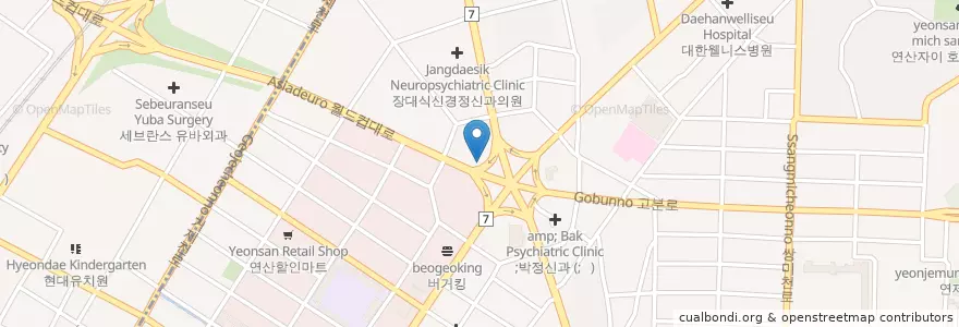 Mapa de ubicacion de 참안과 en Korea Selatan, 부산, 연제구, 거제동, 연산동.