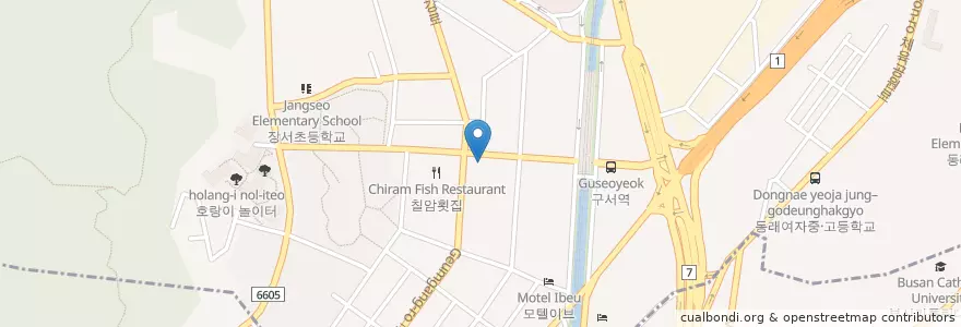 Mapa de ubicacion de Guseo Dental Clinic en South Korea, Busan, Geumjeong-Gu, Guseo-Dong.