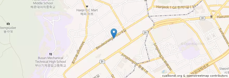 Mapa de ubicacion de Noksipja Clinic en South Korea, Busan, Haeundae-Gu.