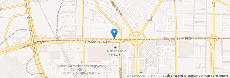 Mapa de ubicacion de 코넬비뇨기과 부산점 en Республика Корея, Пусан, 부산진구, 부전동.