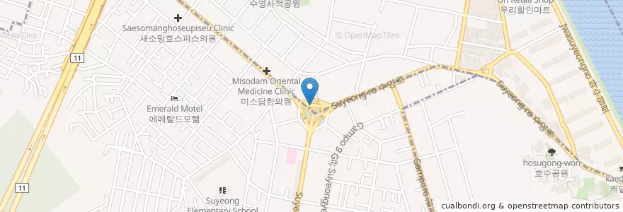 Mapa de ubicacion de 홍인식 성형외과 en Güney Kore, Busan, 수영구, 광안동, 수영동.