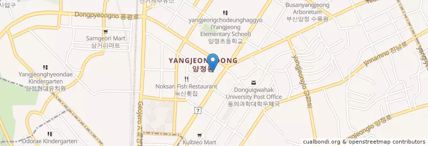 Mapa de ubicacion de 노박피부과 en 대한민국, 부산, 연제구, 양정동.