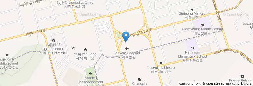 Mapa de ubicacion de 세계로병원 en 대한민국, 부산, 사직동.