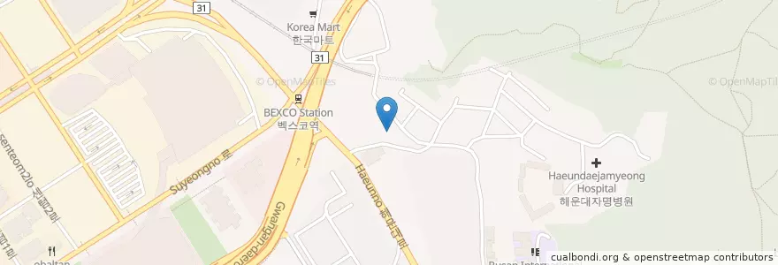 Mapa de ubicacion de 조영치과의원 en كوريا الجنوبية, بسان, 해운대구, 우동.