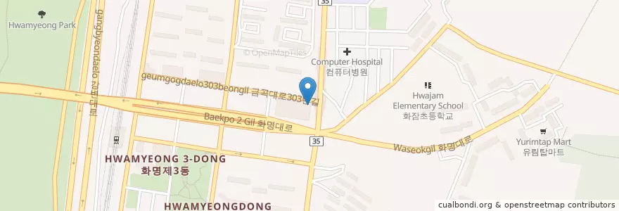 Mapa de ubicacion de 다솜의원 화명점 en Corea Del Sud, Busan, 북구, 화명동.