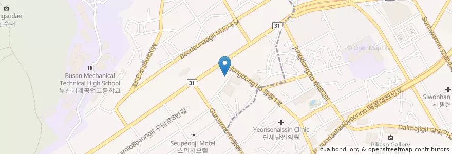 Mapa de ubicacion de 해운대언어치료센타 en 대한민국, 부산, 해운대구.