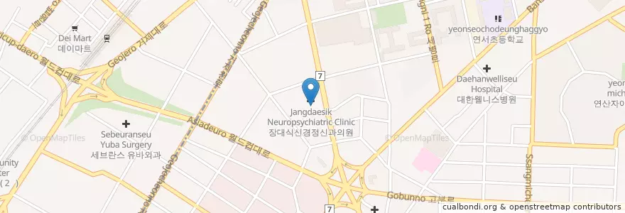 Mapa de ubicacion de 이안과 en 대한민국, 부산, 연제구, 거제동, 연산동.
