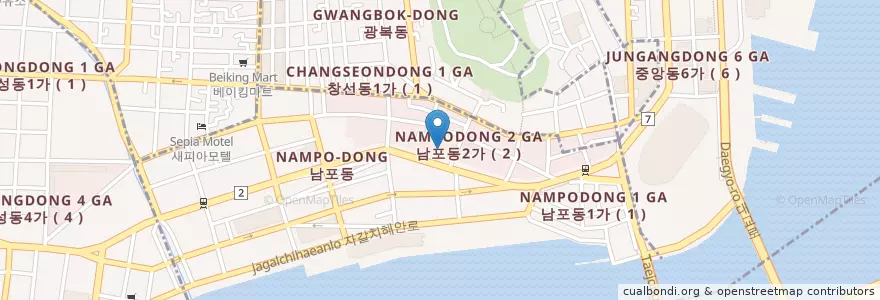 Mapa de ubicacion de 월드치과 en 대한민국, 부산, 중구, 남포동.
