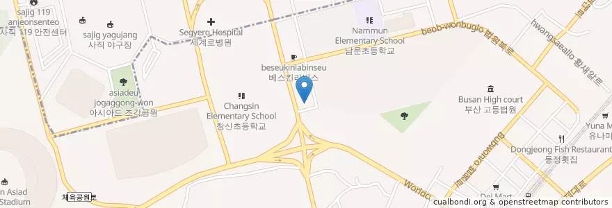 Mapa de ubicacion de 아시아드 미래한의원 en Zuid-Korea, Busan, 거제동.
