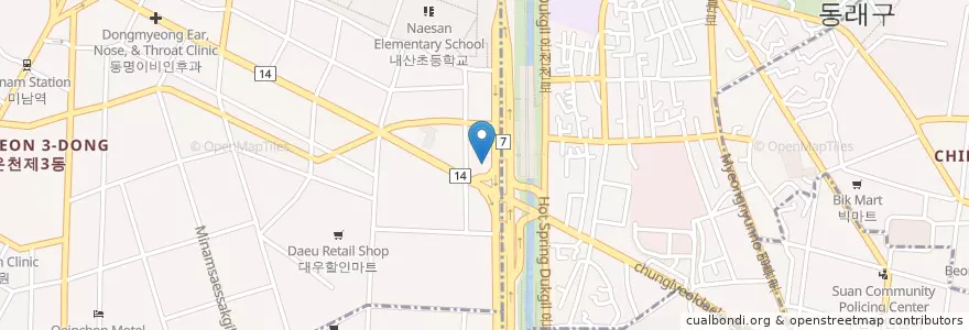Mapa de ubicacion de 손명집 창문외과의원 en Corée Du Sud, Busan, 동래구, 온천동.