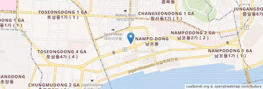 Mapa de ubicacion de 엠피부비뇨기과 en Güney Kore, Busan, 남포동.