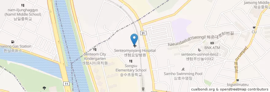 Mapa de ubicacion de 센텀요양병원 en کره جنوبی, بوسان, 해운대구.