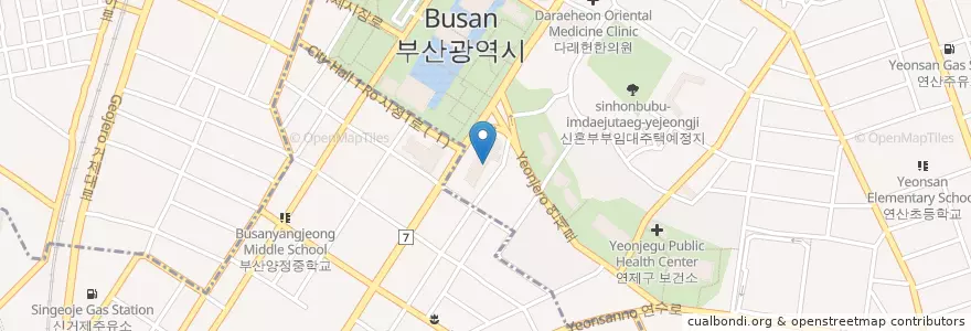 Mapa de ubicacion de KMI치과 en Corea Del Sud, Busan, 연제구.